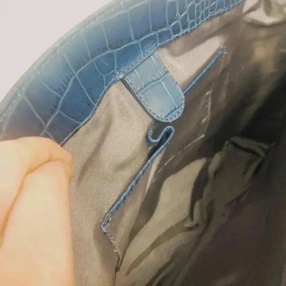 Halogen Blue Faux Crocodile Handbag - Picture 6 of 11